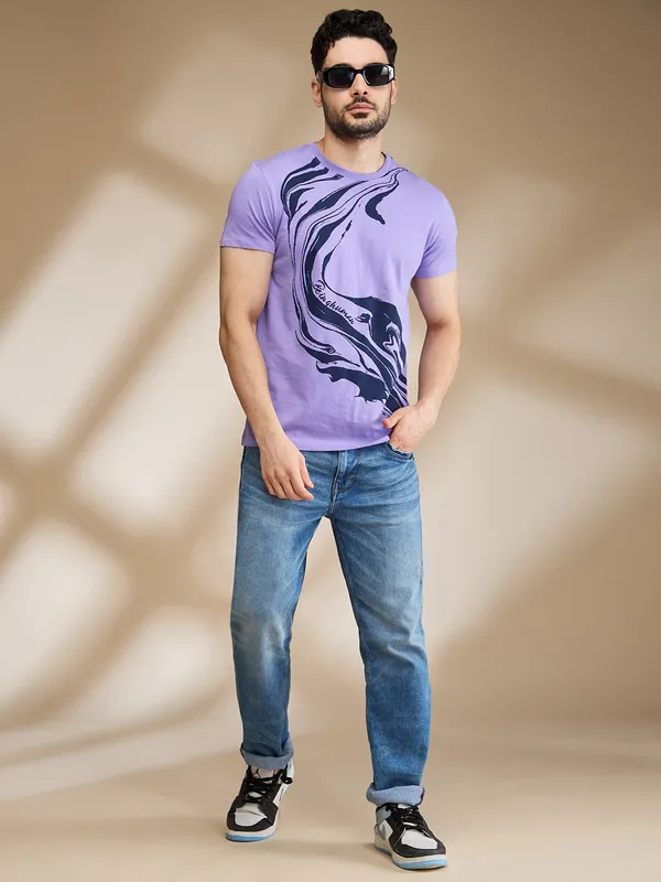 Being Human Clothing Mens-Top Crew Neck Lavender