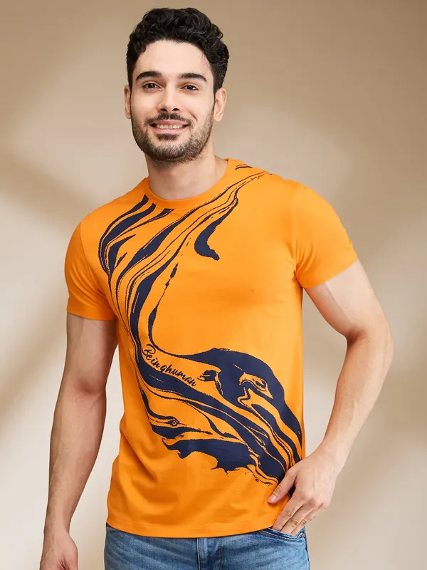 Being Human Clothing Mens-Top Crew Neck Orange