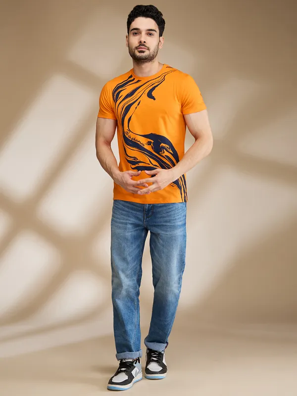 Being Human Clothing Mens-Top Crew Neck Orange