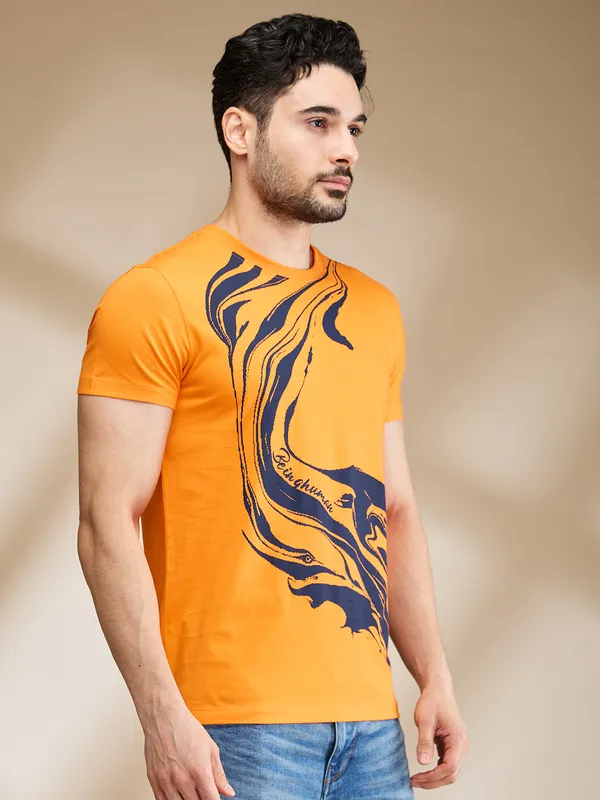 Being Human Clothing Mens-Top Crew Neck Orange
