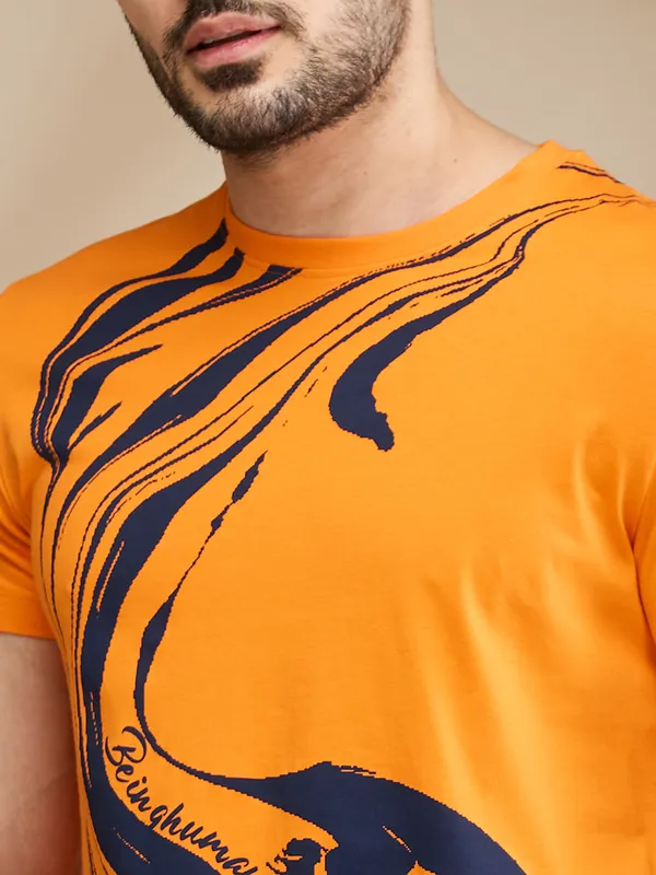 Being Human Clothing Mens-Top Crew Neck Orange