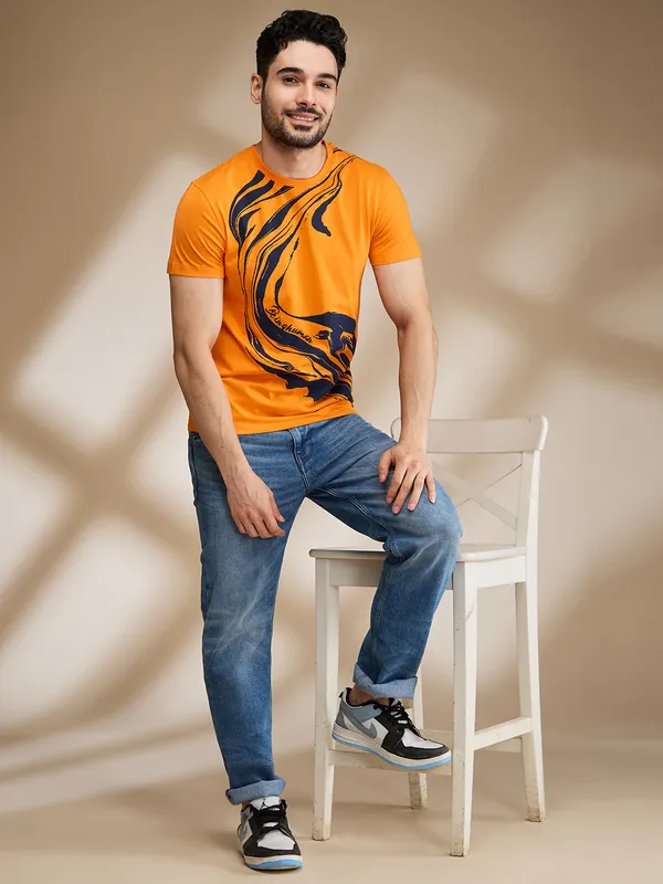 Being Human Clothing Mens-Top Crew Neck Orange
