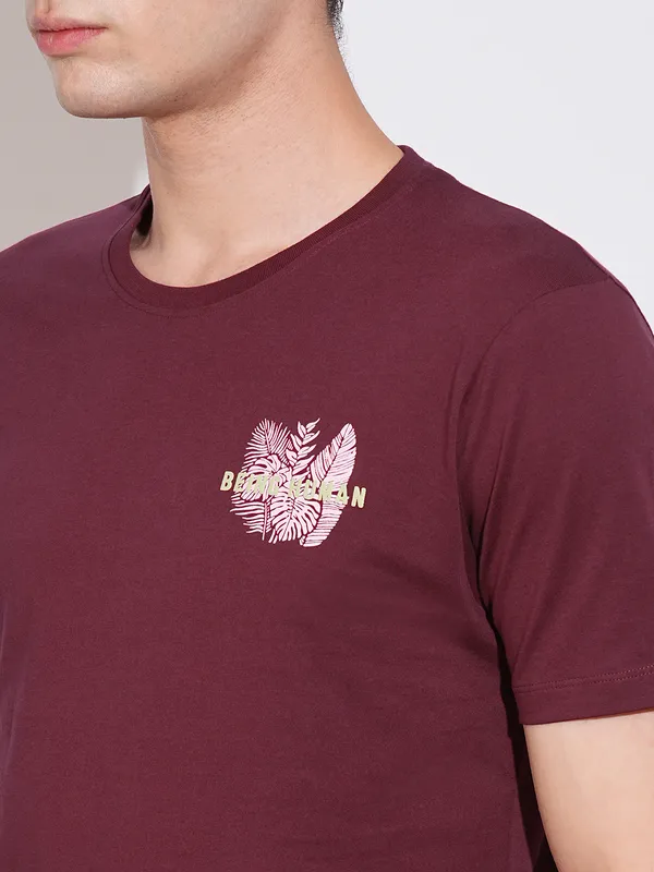 Being Human Clothing Mens-Top Crew Neck Wine