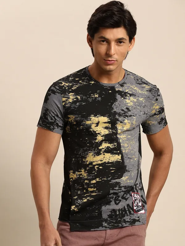 Being Human Clothing Men Slim Fit Crew Neck T-Shirts-Black