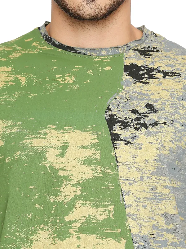Being Human Clothing Men Slim Fit Crew Neck T-Shirts-Cactus Green