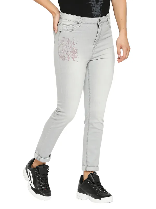 Being Human Women Slim Straight Fit Denim-Grey Tone