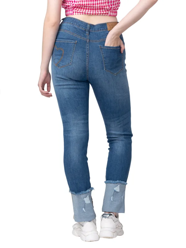 Being Human Clothing Women  Straight Fit Denim-Mid Blue Tone