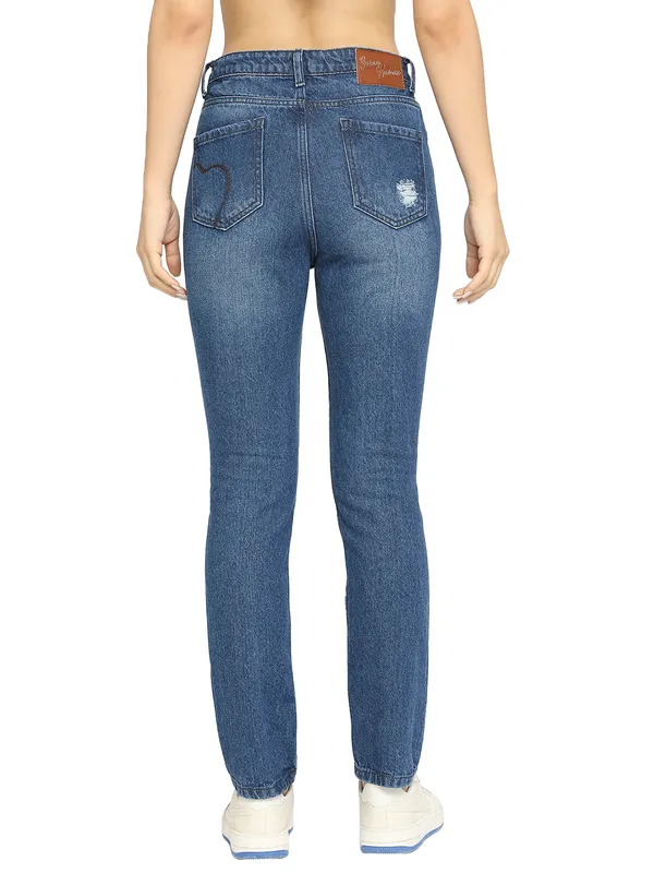 Being Human Clothing Women  Straight Fit Denim-Mid Blue