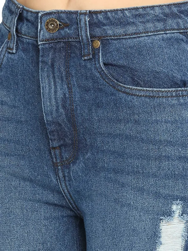 Being Human Clothing Women  Straight Fit Denim-Mid Blue