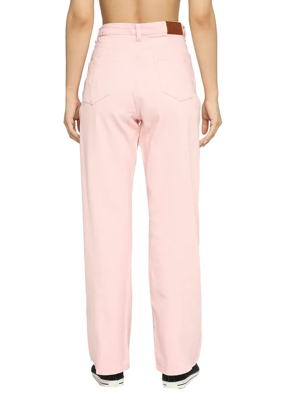 Being Human Women  Wide Leg Bottom Denim-Coral Pink