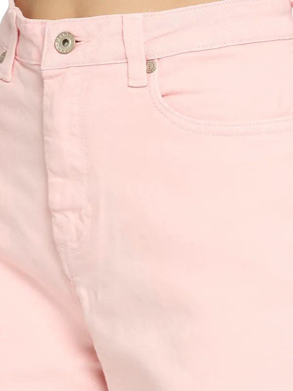 Being Human Women  Wide Leg Bottom Denim-Coral Pink