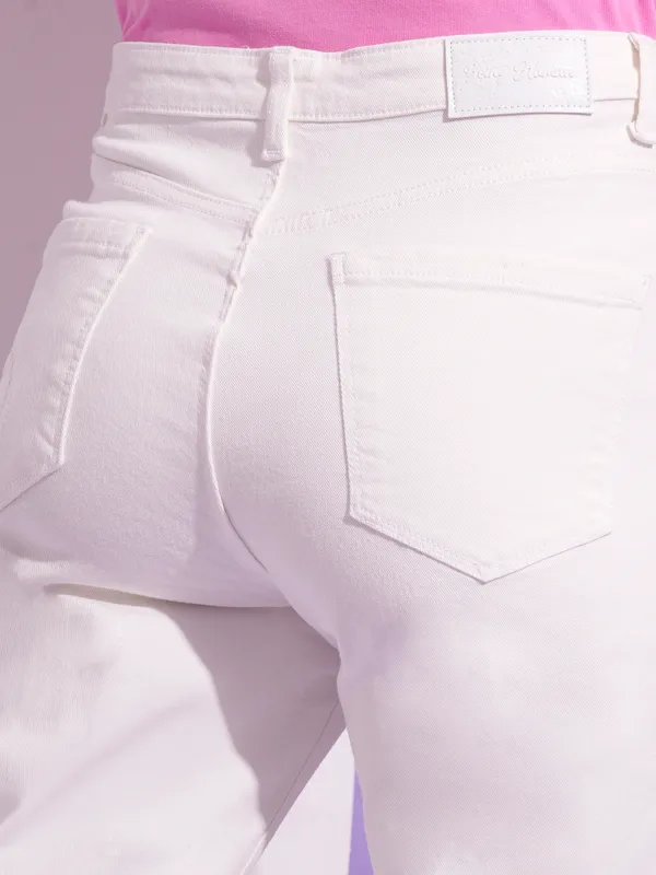 Being Human Women  Wide Leg Bottom Denim-White