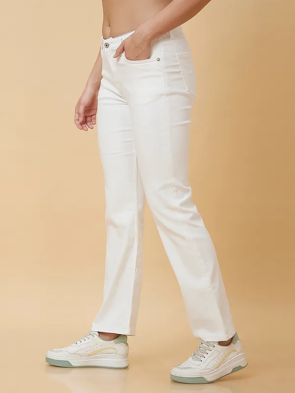 Being Human Women Boot Cut Fit Denim-White