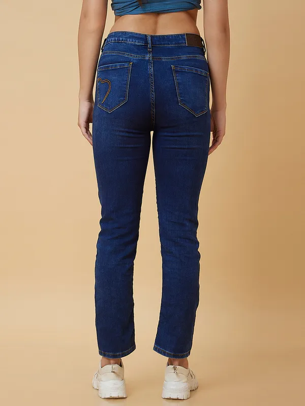 Being Human Women High Rise Straight Fit None Denim Mid Wash