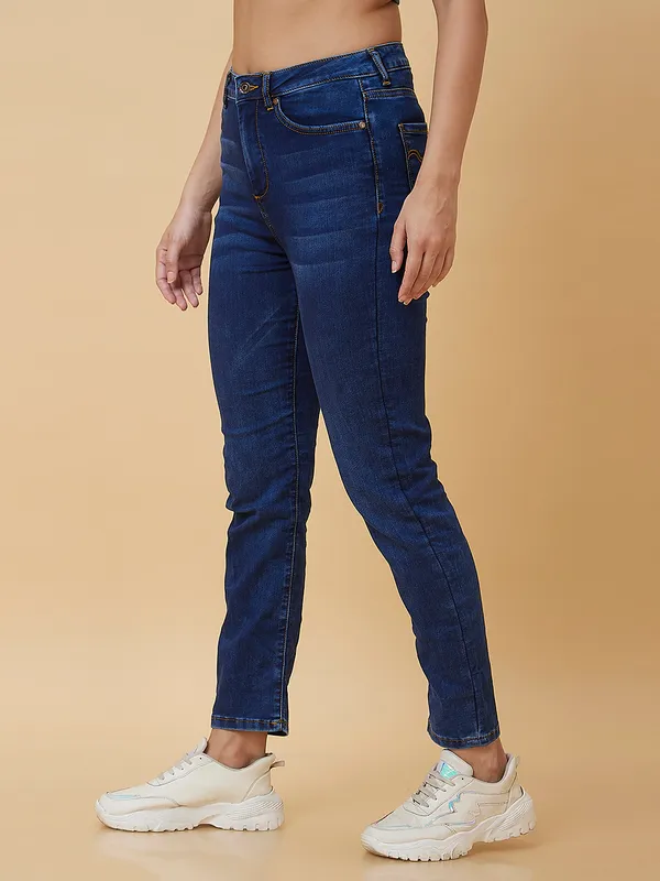 Being Human Women High Rise Straight Fit None Denim Mid Wash