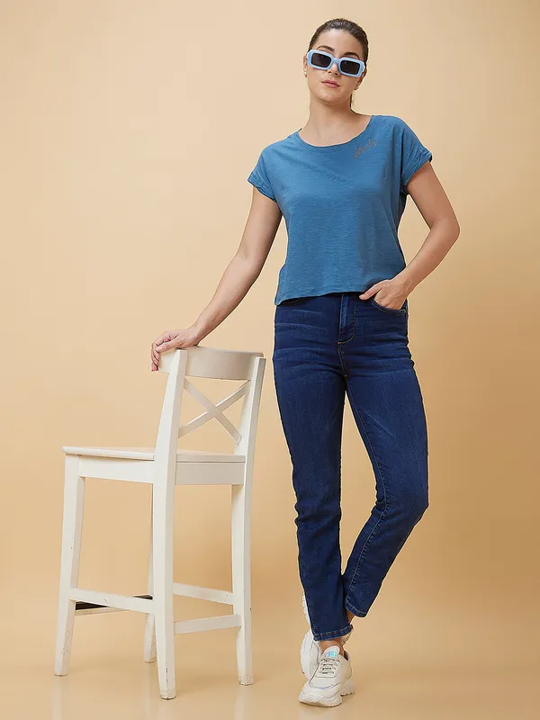 Being Human Women High Rise Straight Fit None Denim Mid Wash