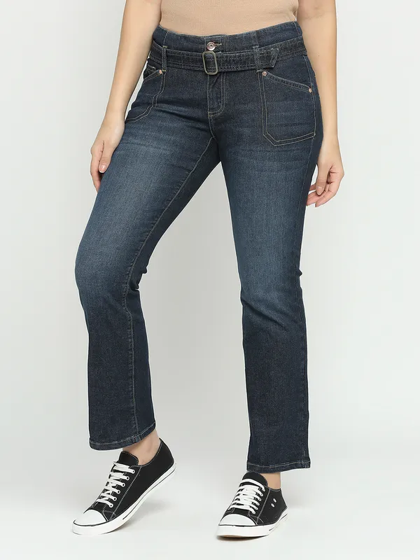 Being Human Women Low Rise Boot Cut Fit Denim-Dk Wash