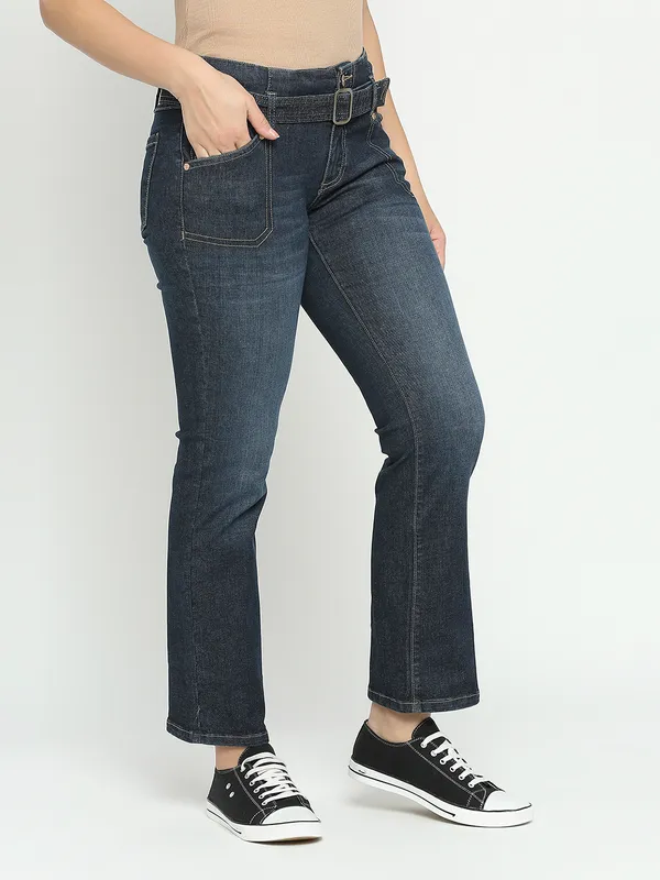 Being Human Women Low Rise Boot Cut Fit Denim-Dk Wash