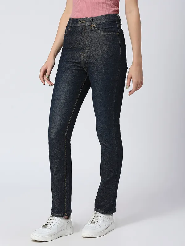 Being Human Women Slim Straight High Rise Fit Denim-Dark Indigo