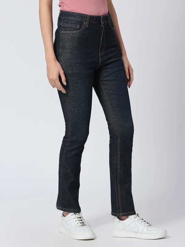 Being Human Women Slim Straight High Rise Fit Denim-Dark Indigo