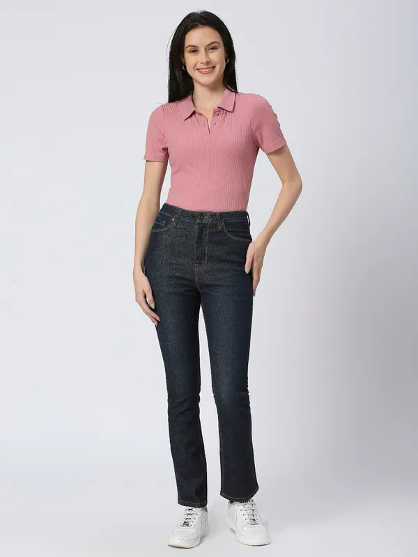 Being Human Women Slim Straight High Rise Fit Denim-Dark Indigo