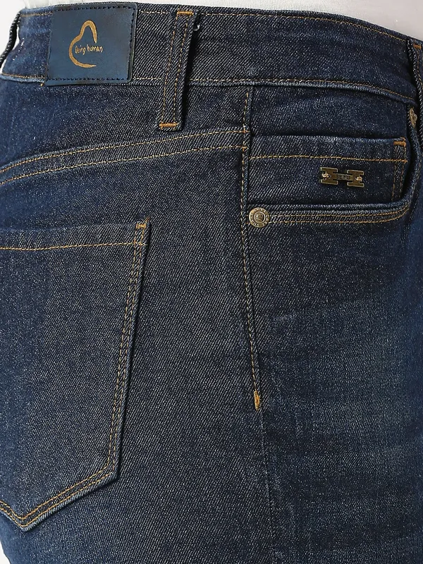 Being Human Clothing Women Boot Cut Mid Rise Fit Denim-Dark Blue