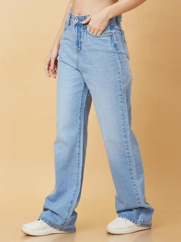 Being Human Clothing Womens-Bottom Denim Light Blue