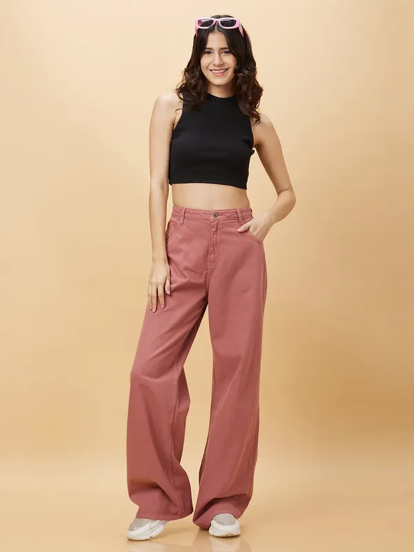 Being Human Womens-Bottom Denim Rfd Pink Rose