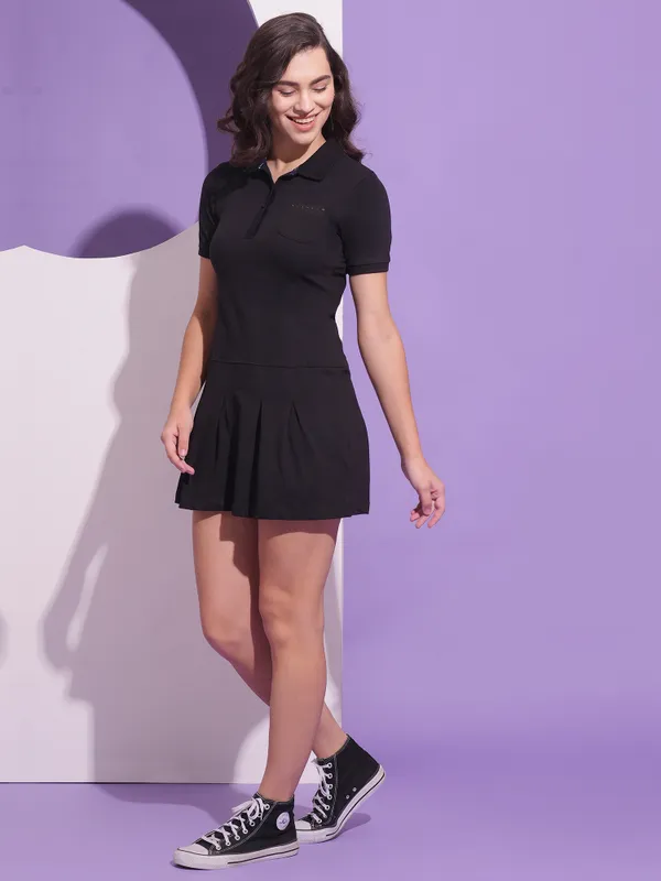 Being Human Pleated Tennis Dress Women  Dress-Jet Black