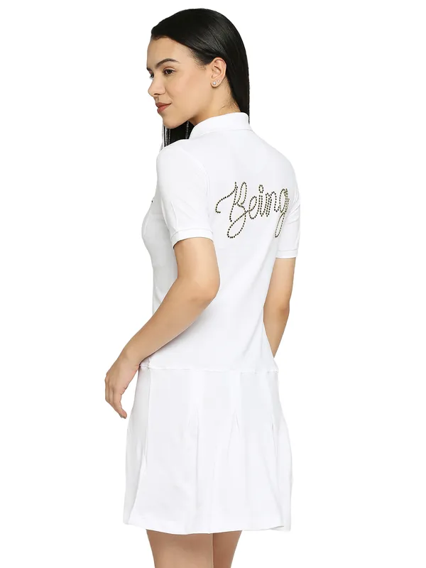 Being Human Pleated Tennis Dress Women  Dress-White