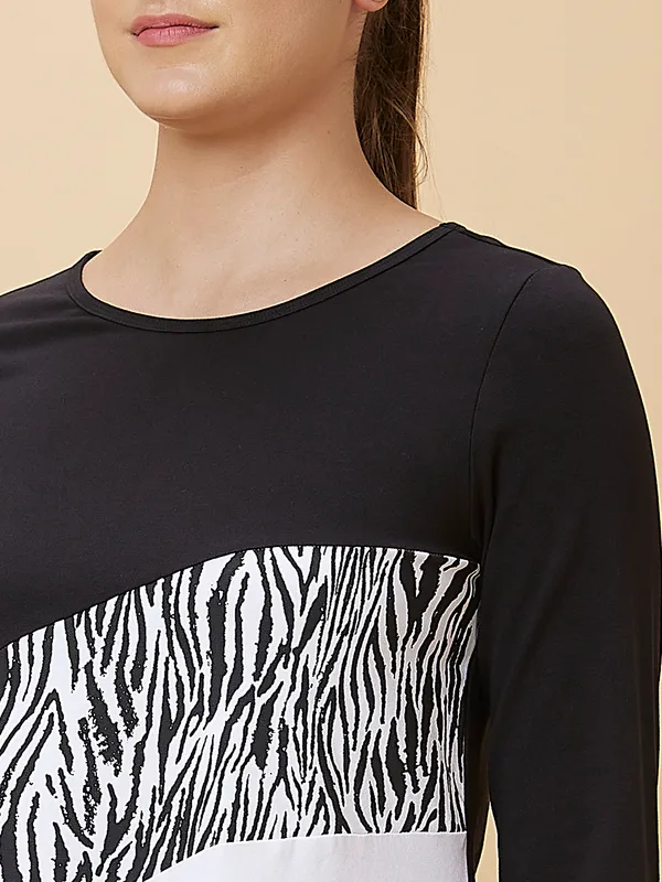 Being Human Women A Line Fit Crew Neck Dress Black & White