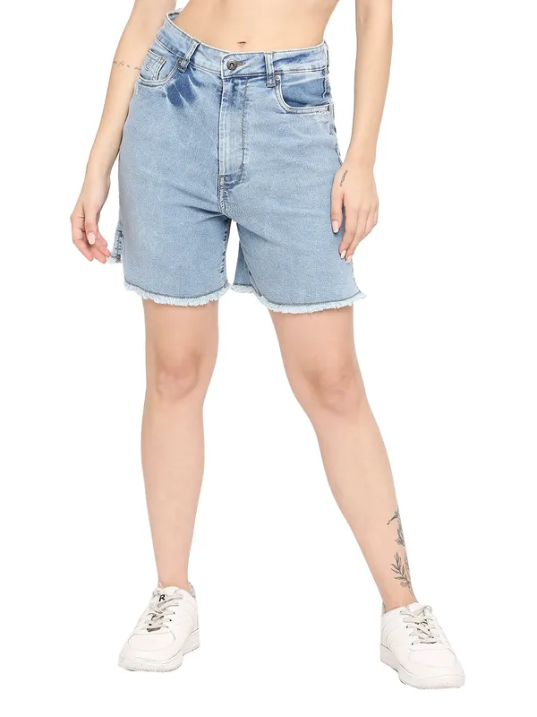 Being Human Women Regular Fit Shorts-Ice Wash