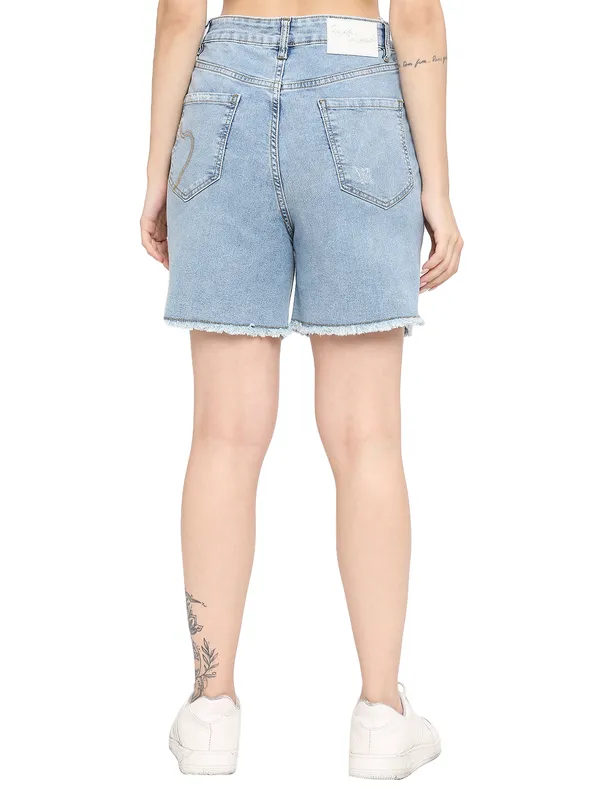 Being Human Women Regular Fit Shorts-Ice Wash