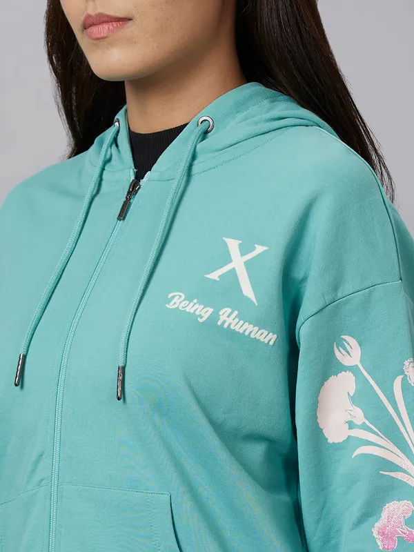 Being Human Clothing Womens-Top Hoody Agate Green