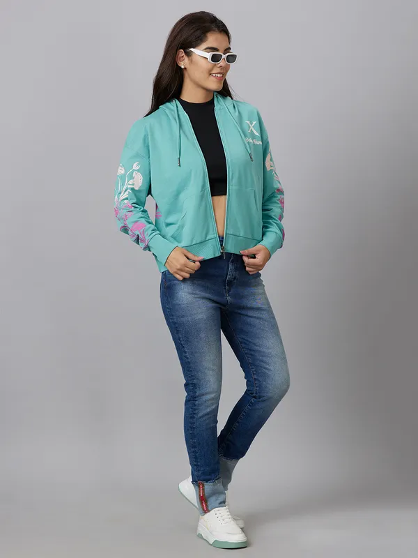 Being Human Clothing Womens-Top Hoody Agate Green