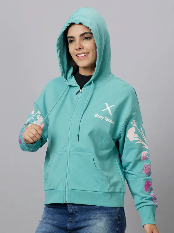 Being Human Clothing Womens-Top Hoody Agate Green