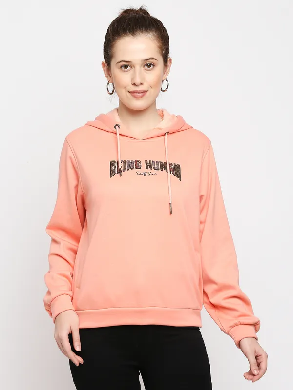 Being Human Clothing Easy Fit Hoodies Women Hooded Hoody-Pink