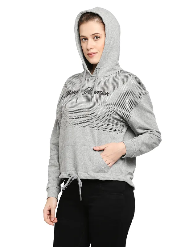 Being Human ClothingWomen Easy Fit Hoody-Grey Melange