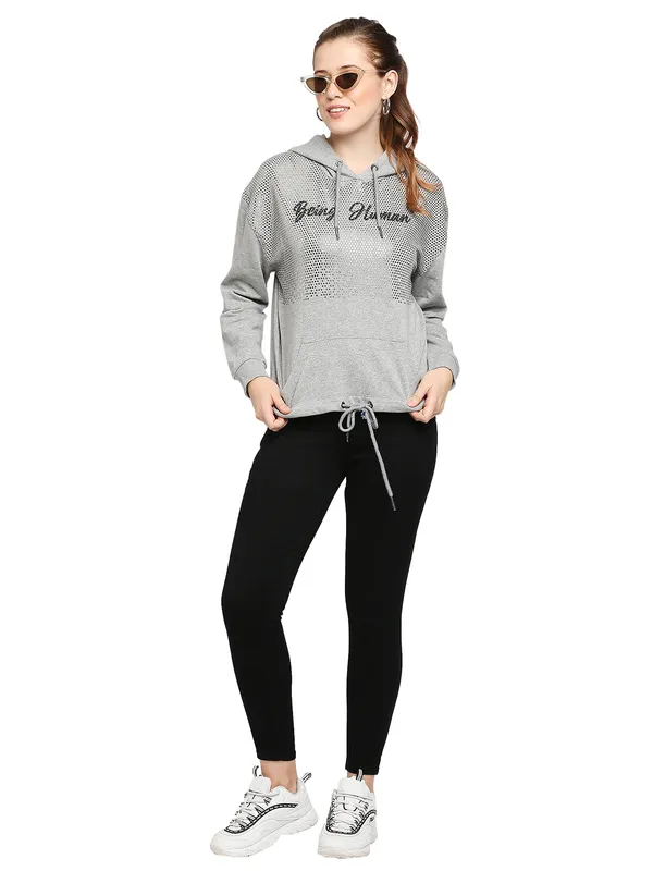 Being Human ClothingWomen Easy Fit Hoody-Grey Melange