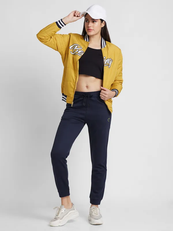 Being Human Clothing Women Regular Fit Collared Jackets-Mustard