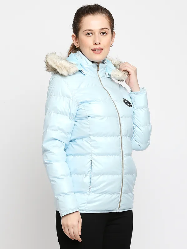 Being Human Semi Fit Women Collared Jackets-Chill Blue