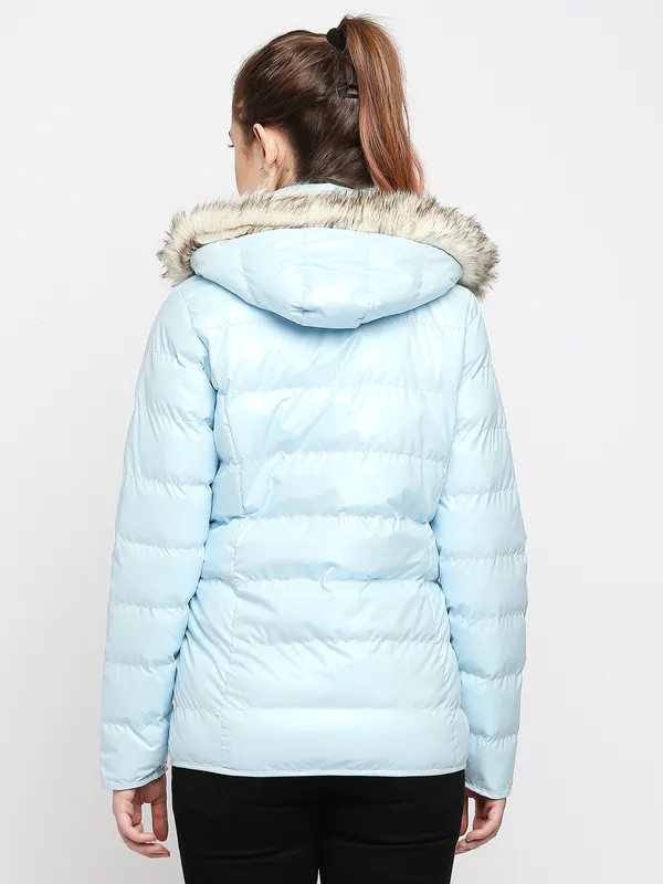 Being Human Semi Fit Women Collared Jackets-Chill Blue
