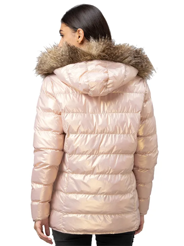 Being Human Semi Fit Women Collared Jackets-Golden Peach