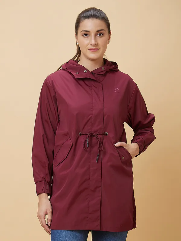 Being Human Clothing Women Easy Fit Hoody Neck T-Shirts Maroon