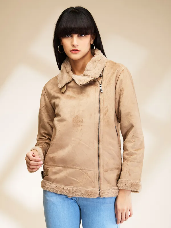 Being Human Clothing Womens-Top Jackets Light Brown