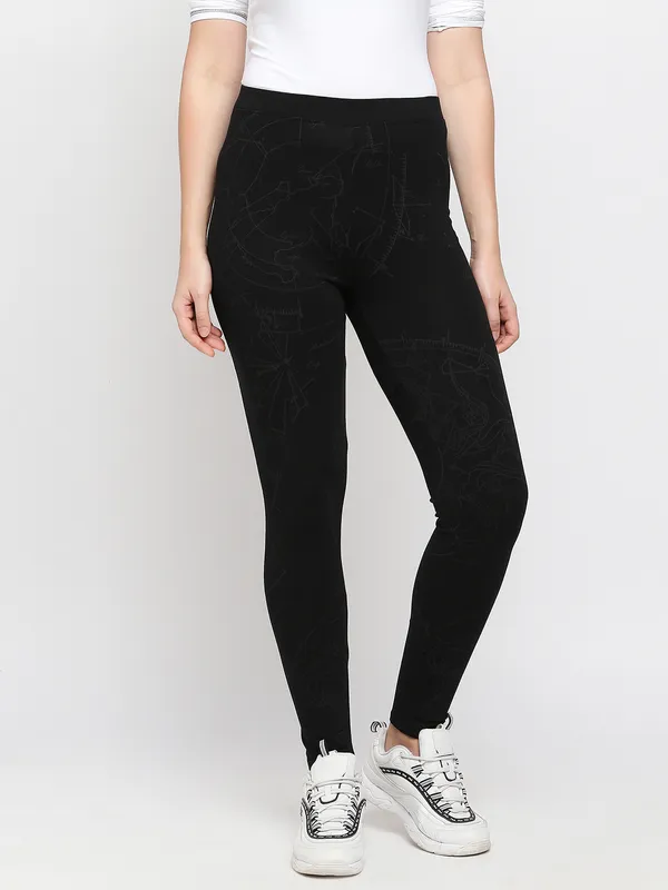Being Human Clothing Women skin tight Leggings-Jet Black