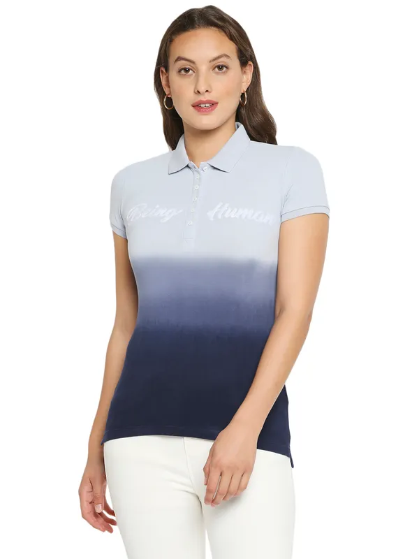 Being Human Clothing Women slim Fit Polo Neck T-Shirts-Heather