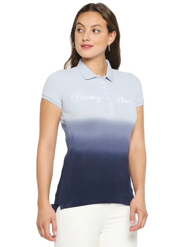 Being Human Clothing Women slim Fit Polo Neck T-Shirts-Heather