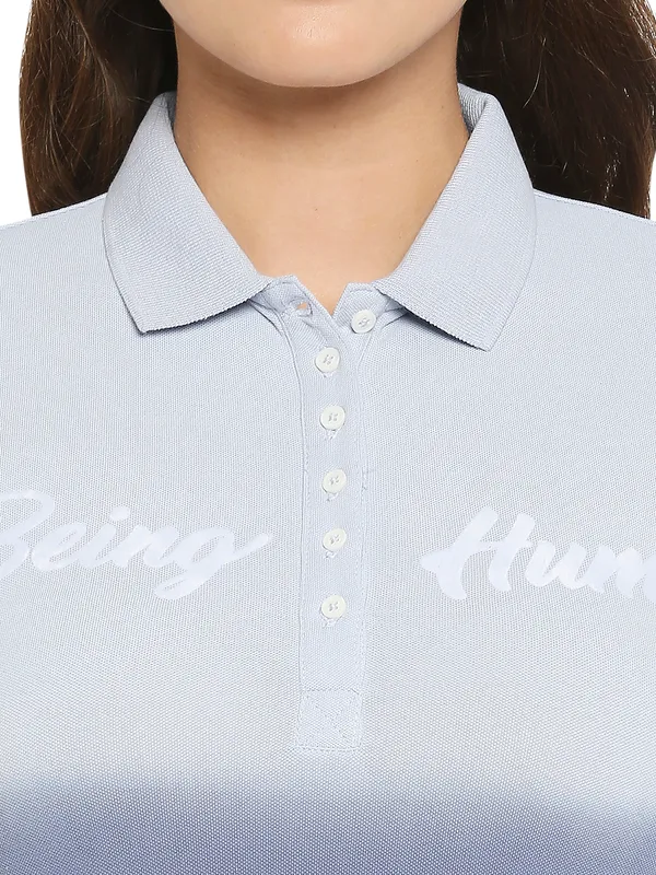 Being Human Clothing Women slim Fit Polo Neck T-Shirts-Heather