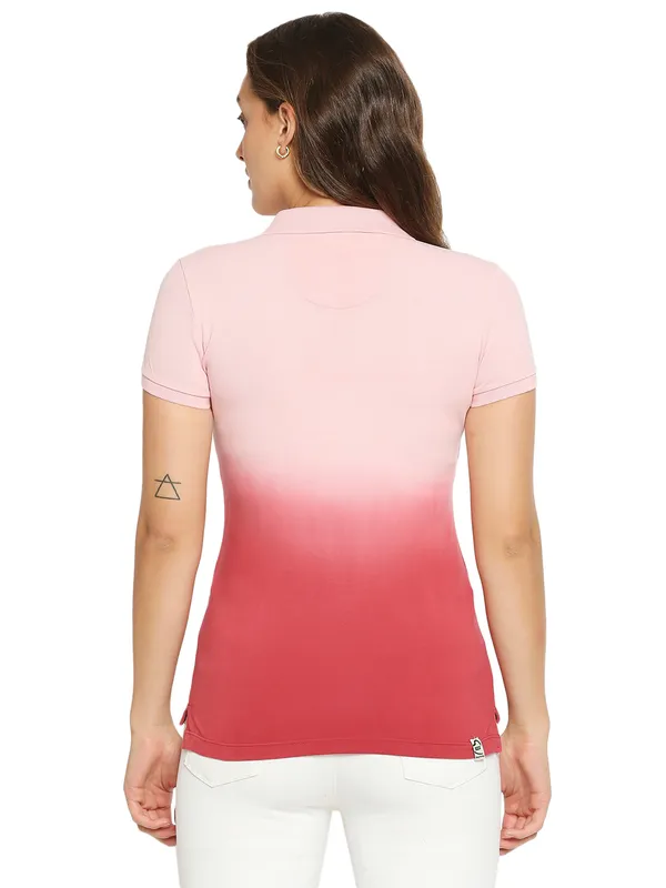 Being Human Clothing Women slim Fit Polo Neck T-Shirts-Pink